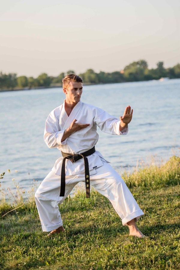Shotokan kata stance by the Detroit River